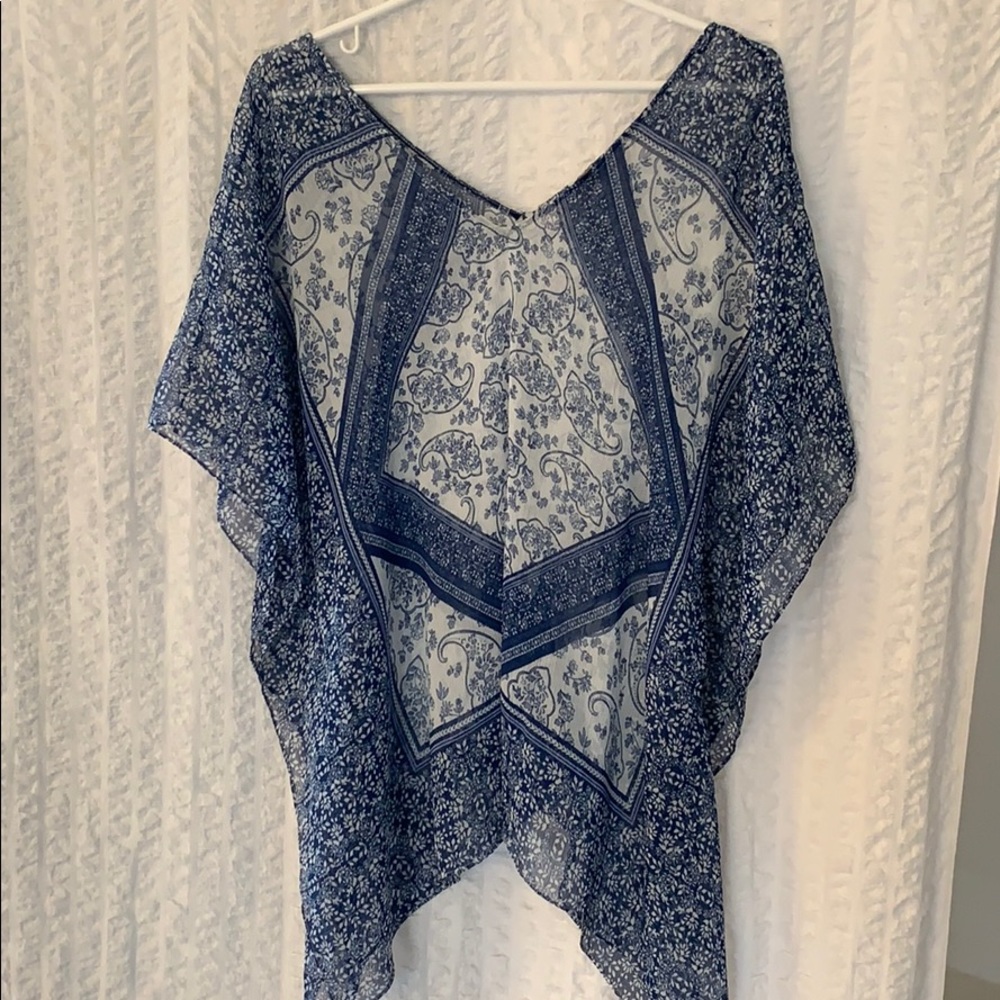 NYDJ Blue and White Paisley Top